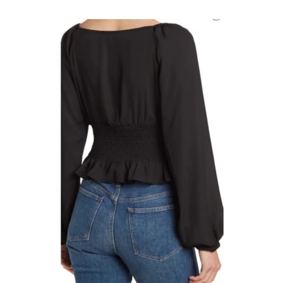 WAYF Smocked Waist Top | black | S - Picture 2 of 13